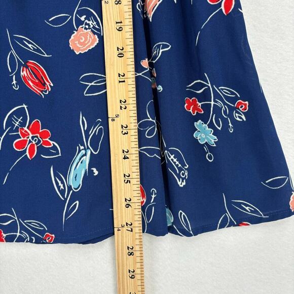 Modcloth Blouse Top Semi Sheer Cap Sleeve Covered Buttons Blue Floral Size 1X - Picture 10 of 12